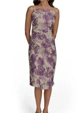 Donna Karan | Dresses | Donna Karan Brocade Crew Neck Sleeveless Metallic  Aline Midi Dress | Poshmark